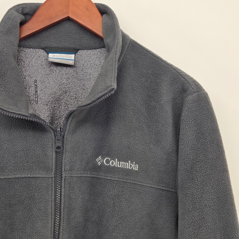 Columbia Omni-Heat Size M Gray Full Zip Fleece Jacket Mens